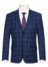 Classic Wool Regular Fit 2 Piece Checked Dress Suit in Blue