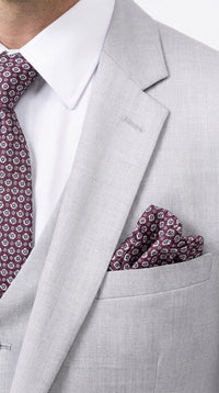 Men’s Light Grey Sharkskin 3 Piece Business Suit – Slim Fit Two Button Vested Wedding & Silver Suit
