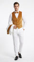 Men's White & Gold Tuxedo – Velvet Shawl Lapel 3 Piece Wedding & Prom Suit