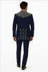 Men’s Navy Tuxedo with Gold Embroidery – Slim Fit Formal Dinner Jacket with Shawl Lapel