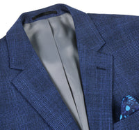 Mens Classic Fit Two Button Windowpane Plaid Blazer