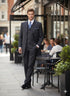Men’s Three Button Suits -  Navy Blue Pinstripe Three-Piece Suit – Classic Business and Formal Wear - Zoot Suit