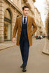 Men’s Camel Brown Wool Overcoat – Classic Long Dress Coat for Business and Casual Wear in Vecuna Color