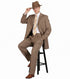 Men’s 1920s Tan Zoot Suit with Fedora Hat and Wingtip Shoes – Vintage Gangster 3-Piece Long Jacket Suit