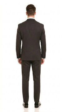 Men’s Double Breasted Suit – Classic Peak Lapel Formal Tuxedo Style Suit for Wedding in Black Ton on Tone Pinstripe