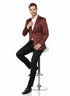 Men’s Slim Fit Maroon Satin Blazer – Elegant Two-Button Formal Suit Jacket for Weddings, in Maroon Wine Color