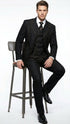 Men's Black Denim Fabric Suit – Classic Three Piece Denim Suit for Wedding, Prom and Church Wear