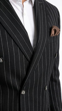 Men's Black Pinstripe Tuxedo Suit – Classic  & 1920s Gangster Formal Wear Vintage 1940s 1930s Look