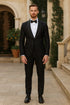 Black Sequin Tuxedo Suit with Satin Shawl Lapel – Mens Slim Fit Formal Prom and Wedding Attire