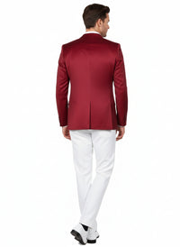 Premium Men's Burgundy  Satin Slim Fit Blazer – Elegant Party & Wedding Suit Jacket in Maroon Wine Color