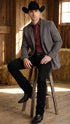 Men’s Charcoal Gray Western Faux Suede Blazer – Double Button Cowboy Jacket for Wedding & Party Wear