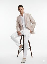 Men’s Lavender and Gold Tuxedo Embroidered Lilac Mauve Blazer – Designer Floral Pattern Wedding & Party Jacket