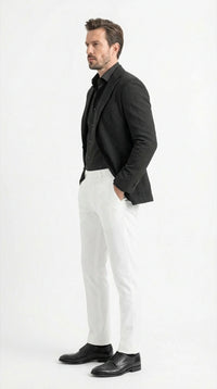 Men’s Black Seersucker Blazer – Textured Two-Button Notch Lapel Formal & Summer Sport Jacket in Black Tone-on-Tone Cotton Fabric