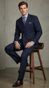 Men's Navy Blue Double Breasted Pinstripe Suit – Modern Fit By rossiman