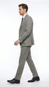 Vitali Brand Men’s Grey Textured Patterned 3 Piece Suit – Modern Fit Checkered Sharkskin with Blazer, Vest & Trousers, Business Wedding