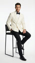 Men’s Ivory Wool Dinner Jacket – Classic Double Breasted Formal Tuxedo Jacket for Wedding and Black Tie Events