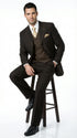 Men’s Dark choclate Brown Three Buttons 3 Piece Suit – Classic Brown 3PC Wedding, Church and Business Formal Suit for Men