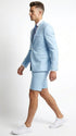 Men’s Light Blue Suit with Shorts – Casual Summer Blazer and Shorts Set for Wedding, Party and Smart Casual Wear