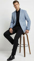 Men’s Big and Tall Light Blue Checkered Blazer and Sport Coat – Sky powder blue windowpane plaid pattern Jacket