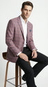 Mens Dusty Rose Mauve Pink with Tint of Blue Plaid Sport Coat Blazer – Classic Check Pattern Casual Blazer Jacket for Business Casual, Wedding