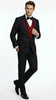 Statement Men's Black with Red Lapel Vested 100% Wool Tuxedo
