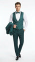 Men’s Hunter Green Paisley Tuxedo – 3 Piece Prom & Wedding Suit with Matching Bow Tie