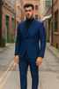 Men’s Saphire Blue Paisley 3-Piece Suit – Slim Fit Designer Tuxedo Set for Weddings and Formal Events in Cobalt Blue Color