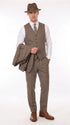 Men’s Brown Herringbone 3 Piece Suit – Vintage 1950s Inspired Tweed Vested Classic Suit