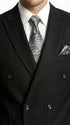 Men’s Black Pinstripe Double Breasted Suit – Peak Lapel Classic Fit Formal Business Conservative settle stripe