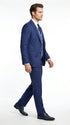 Vitali Men’s Navy Blue 3 Piece Suit with Light Blue Vest, Textured Formal Dress Suit for Weddings, Prom, Business Events, and Parties