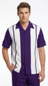 Men’s Purple and White Walking Suit – 2-Piece Short Sleeve Casual Leisure Outfit