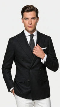 Men’s Black Double Breasted Blazer, Formal Wedding Business Casual Sport Coat Jacket