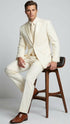 Men’s Ivory Tuxedo Suit with Satin Notch Lapel – Formal Wedding and Evening Wear Suit in Cream Off White Color