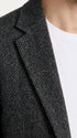 Men’s Charcoal Herringbone Tweed Sport Coat – Classic Textured Wool-Style Blazer
