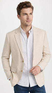 Men’s Light Tan Sport Coat – Classic Two-Button Casual Blazer for Business, Weddings & Smart Casual Wear Modern Fit Linen Fabric