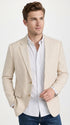 Men’s Light Tan Sport Coat – Classic Two-Button Casual Blazer for Business, Weddings & Smart Casual Wear Modern Fit Linen Fabric