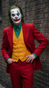 Men's Joker 2019 Red 3-Piece Suit – Joaquin Phoenix Movie-Inspired Costume with Mustard Orange Vest & Green Shirt & Tie Package