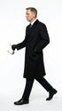 Men’s Black Double Breasted Overcoat, James Bond Inspired Long Formal Coat for Weddings, Business Events, Parties, and Winter Occasions