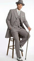 Men’s Gray Zoot Suit with Matching Hat and 1920s Shoes | Grey Vintage Wedding and Party Three Piece Suit