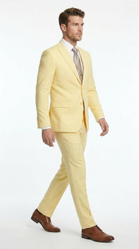 Men’s Pale Yellow 2 Piece Suit, Formal Dress Suit for Weddings, Prom, Parties, Summer Events, and Special Occasions By Vitali