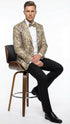 Men’s Beige and Black Snakeskin Print Blazer – Alligator Crocodile Exotic Sking Sport Coat Jacket in Tan Camel Color