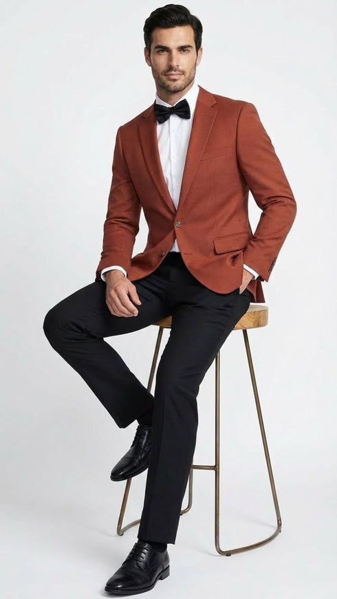 Men’s Brick Copper Rust Color  Blazer – Slim Fit Formal and Party Wear Jacket in Burnt Orange Sport Coat