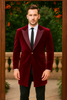 Men’s Burgundy Tuxedo in  Velvet  Long Blazer – Victorian Cutaway Tuxed  Suit 1920s Gangster Style Long Jacket with Black Pants