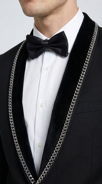 Men’s 1970s Style Black Boot Cut Tuxedo Suit – Shawl Lapel Wedding, Prom and Formal 2-Piece Suit