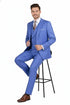 Men’s Light Blue Double-Breasted 3-Piece Suit Set – Tailored Fit Formal Business Suit in Steel Blue Sky Blue Color