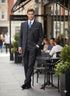 Men's Three Button Suits -  Navy Blue Pinstripe Three-Piece Suit – Classic Business and Formal Wear with Tailored Fit