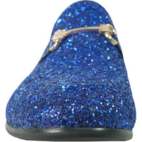 Bravo Mens Modern Glitter Sequin Prom Tuxedo Buckle Loafer in Royal Blue - Men's Dress Shoes