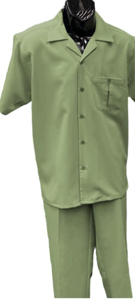 4XL 5XL 6XL 7XL Big And Tall Walking Suits Green Overshirts