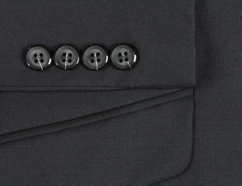 (38R, 38S) 100% Virgin Wool Regular Fit Black Suit