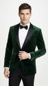 Men’s Olive Green Velvet Tuxedo Dinner Jacket – Black Satin Peak Lapel Formal Prom Wedding Blazer
